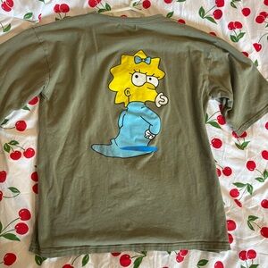 The Simpsons Retro Cartoon Green Graphic T-Shirt
